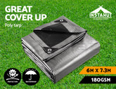 Instahut Tarp Tarpaulin 6x7.3m Camping Heavy Duty Sun Cover
